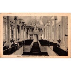 Vintage Postcard Interior Christ Church Protestant Episcopal Cambridge Mass MA